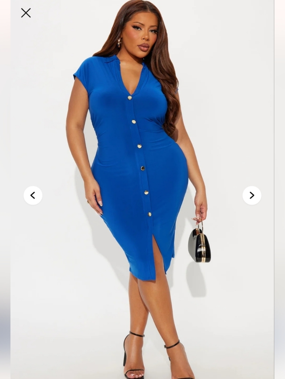 Fashion Nova Blake Button Up Collar Midi Dress - Royal Size 1X (NWOT)